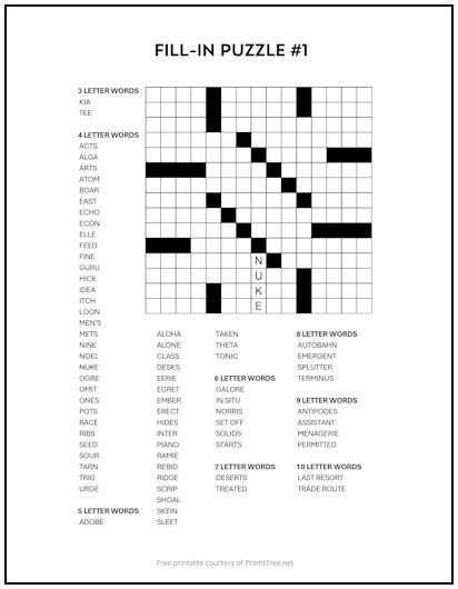 Fill In Puzzle 1 Print It Free