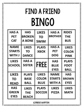 Find A Friend Bingo Free Printable FREE PRINTABLE TEMPLATES