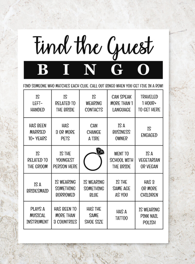 Find The Guest Bingo Bridal Bingo Bridal Shower Game Wedding Game 