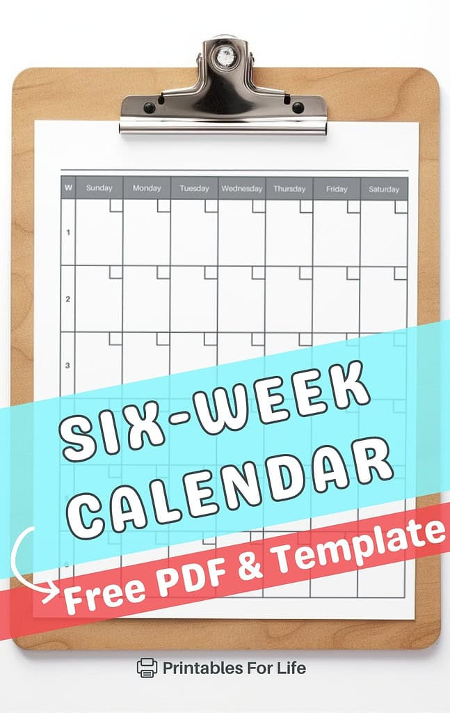 Free 6 Week Calendar Printable