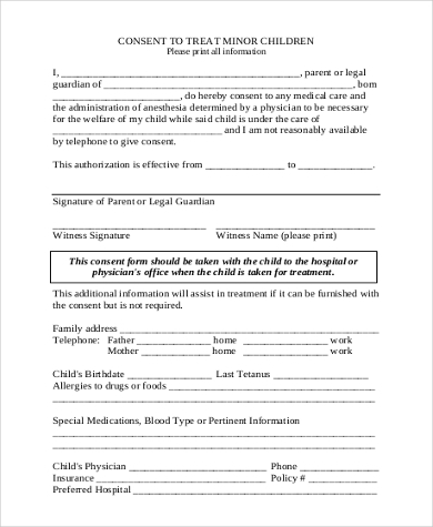 FREE 7 Sample Consent To Treat Forms In PDF MS Word