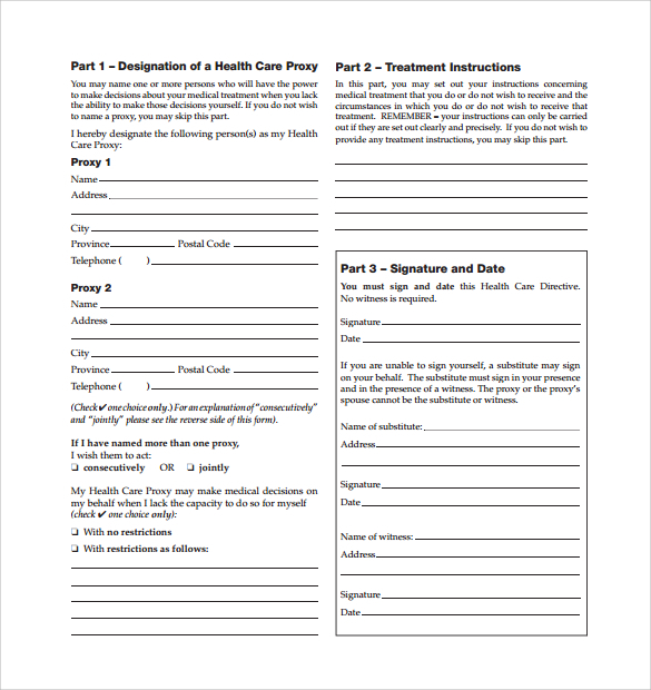 FREE 9 Sample Medical Proxy Forms In PDF MS Word