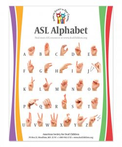 Free ASL Alphabet Chart American Society For Deaf Children
