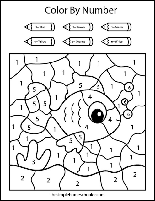 Free Easy Color By Number Worksheets For Kindergarten The Simple 
