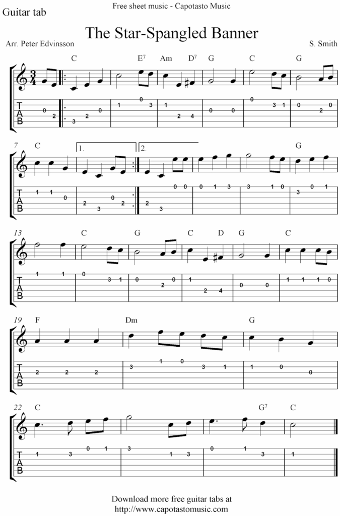 Free Guitar Sheet Music For Popular Songs Printable Free Printable