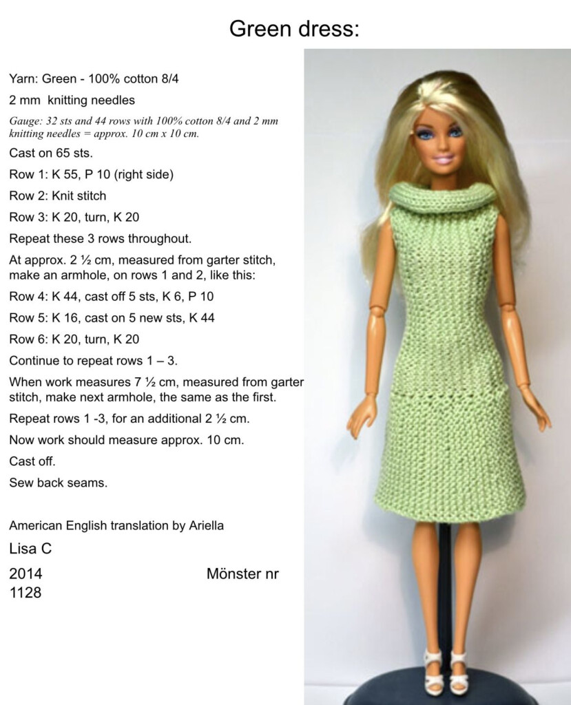 Free Knitting Patterns For Barbie Dolls