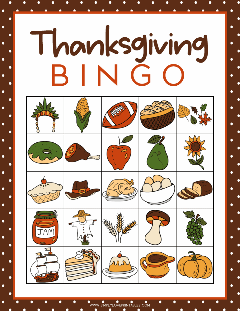 Free Printable 10 Thanksgiving Bingo Cards Simply Love Printables