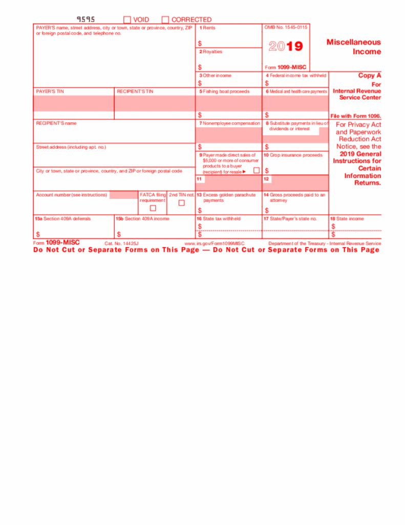 Free Printable 1099 Misc Forms Printable Forms Free Online