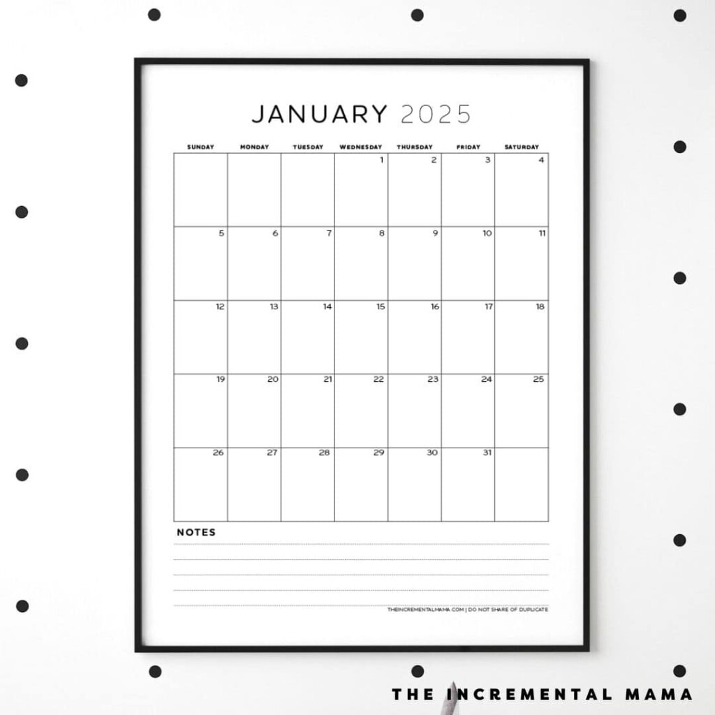 Free Printable 2025 Monthly Calendar Templates The Incremental Mama