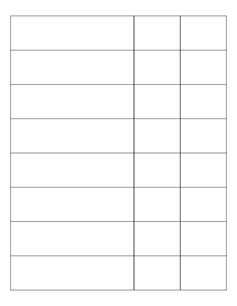 Free Printable 3 Column Chart Templates PDF Included Printables Hub