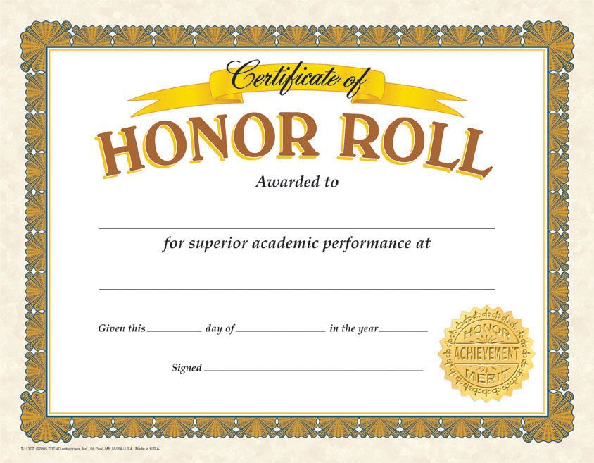 Free Printable A Honor Roll Certificates Printable Sight Words List