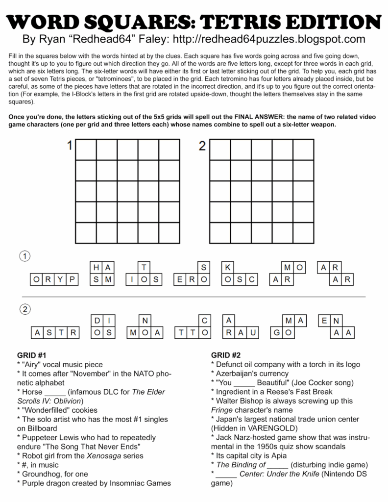 Free Printable Anagram Magic Square Puzzles Free Printable