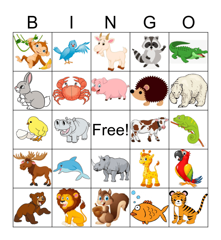 Free Printable Animal Bingo Cards