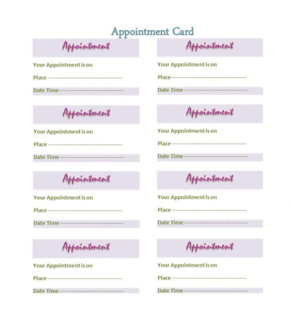 Free Printable Appointment Card Template Printable Templates