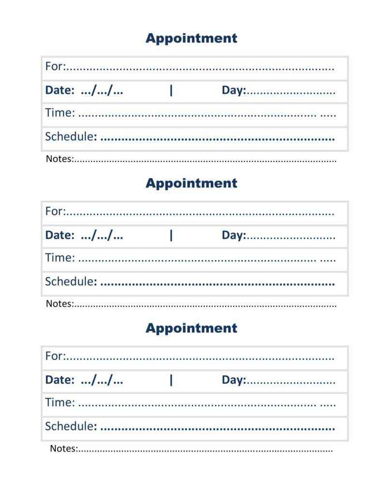 Free Printable Appointment Card Templates Word PDF Excel Medical