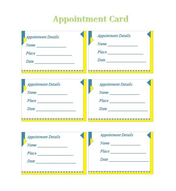 Free Printable Appointment Cards Template Printable Templates