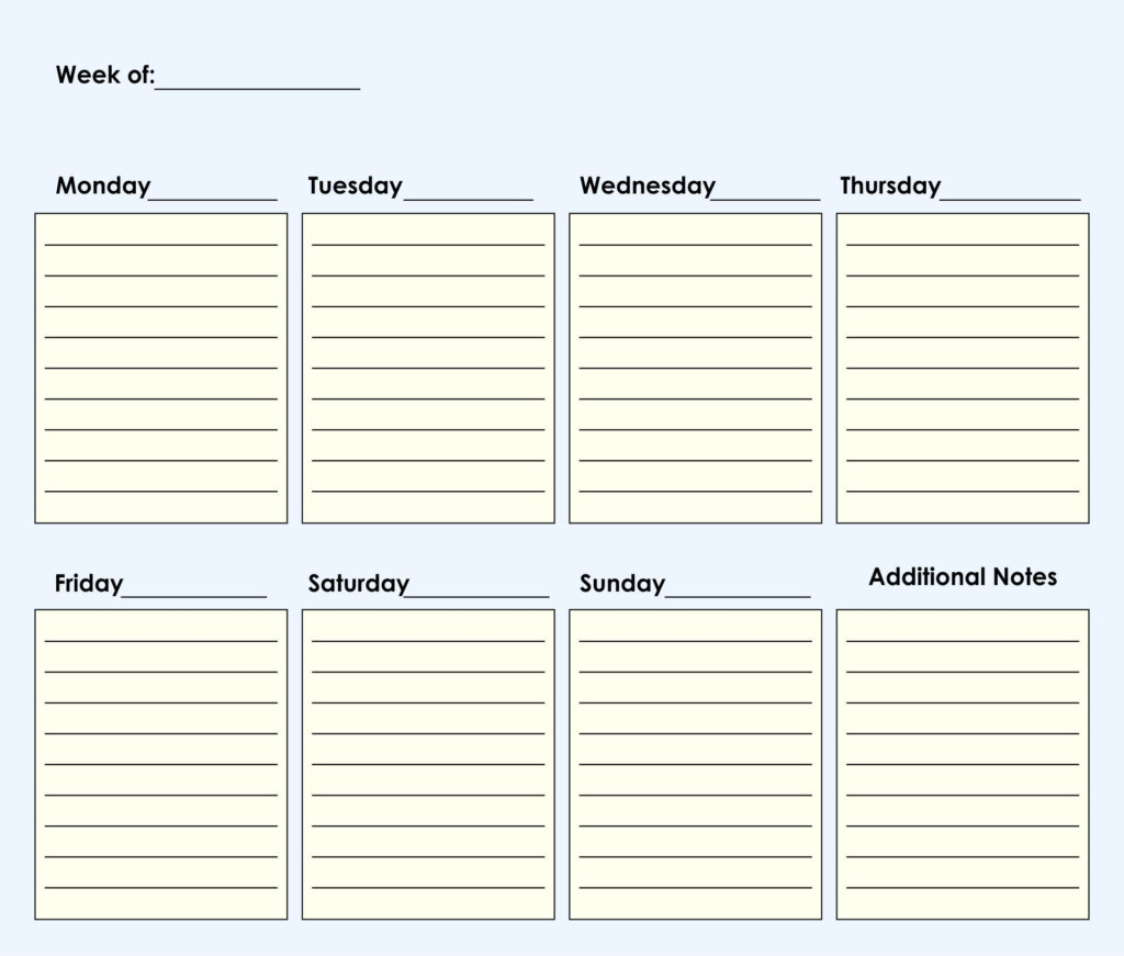 Free Printable Blank Weekly Calendar Printable Word Searches