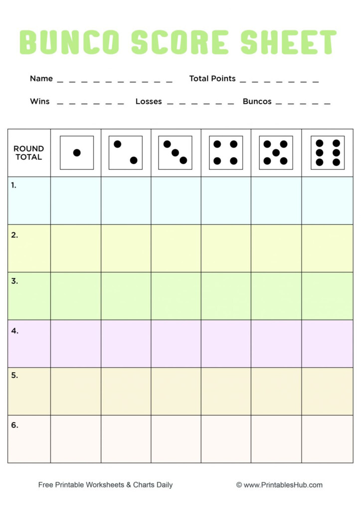 Free Printable Bunco Score Sheets Table Tally Sheet PDF 