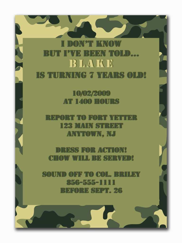Free Printable Camouflage Birthday Invitations Free Templates Printable