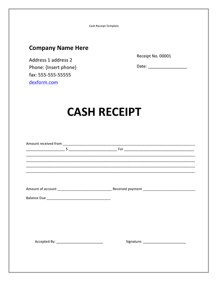 Free Printable Cash Receipt Template