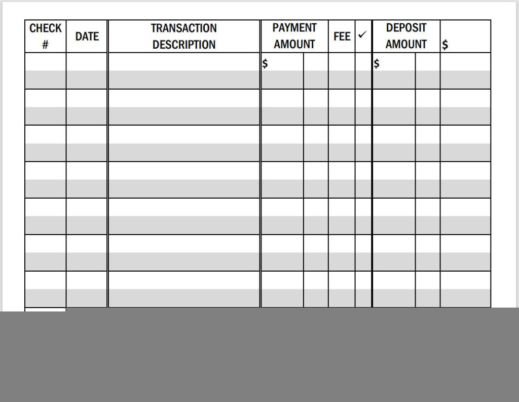 Free Printable Check Register Templates FREE Printable A Z