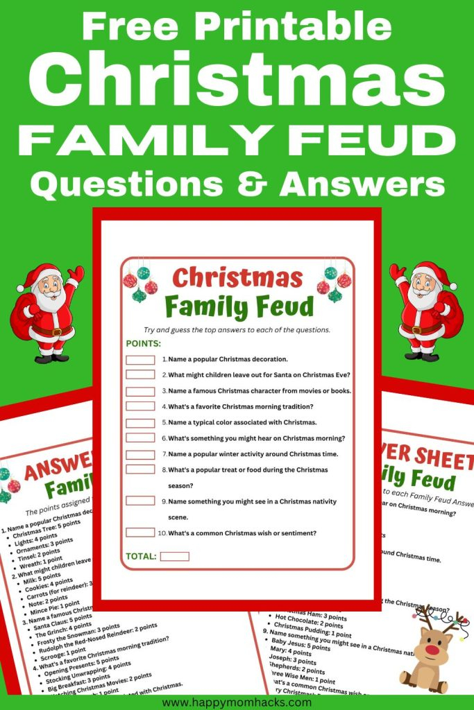 Free Printable Christmas Family Feud Questions Answers Game Happy 