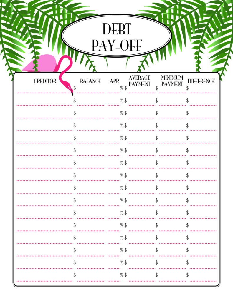 Free Printable Debt Payoff Planner Printable Sight Words List