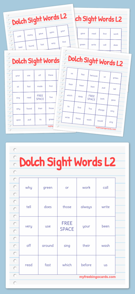 Free Printable Dolch Sight Word Bingo Cards Printable Free Templates