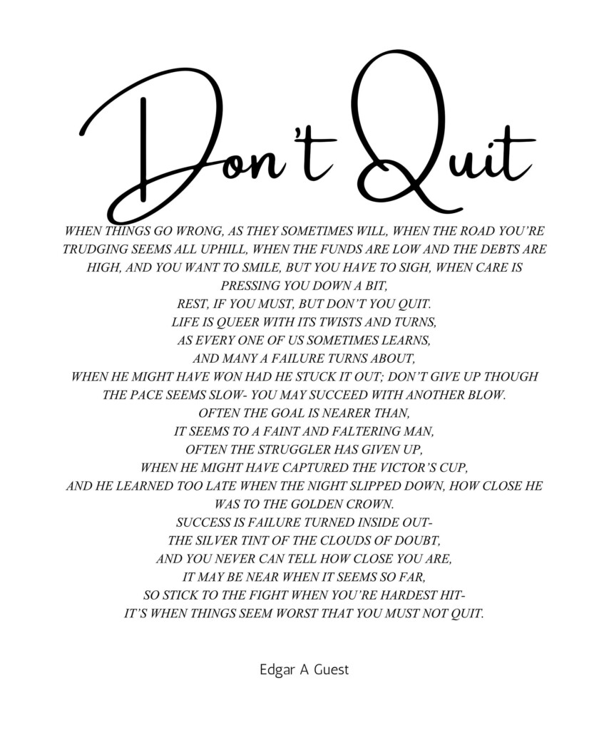 Free Printable Don 39 t Quit Poem