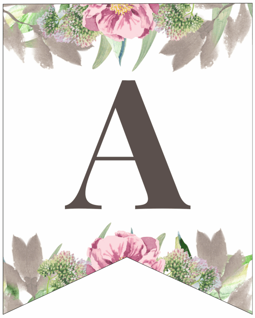 Free Printable Floral Alphabet Banner Letters Paper Trail Design