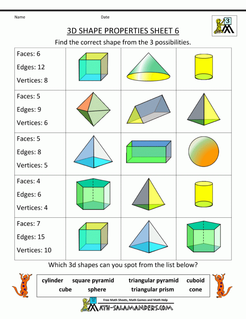 Free Printable Geometry Worksheets 3rd Grade