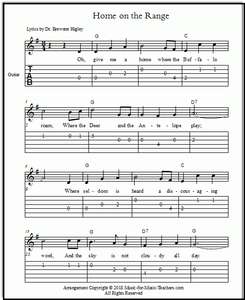 Free Printable Guitar Music Sheets