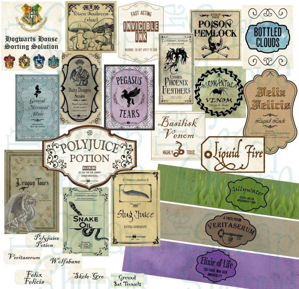 Free Printable Harry Potter Potion Labels Printable Word Searches