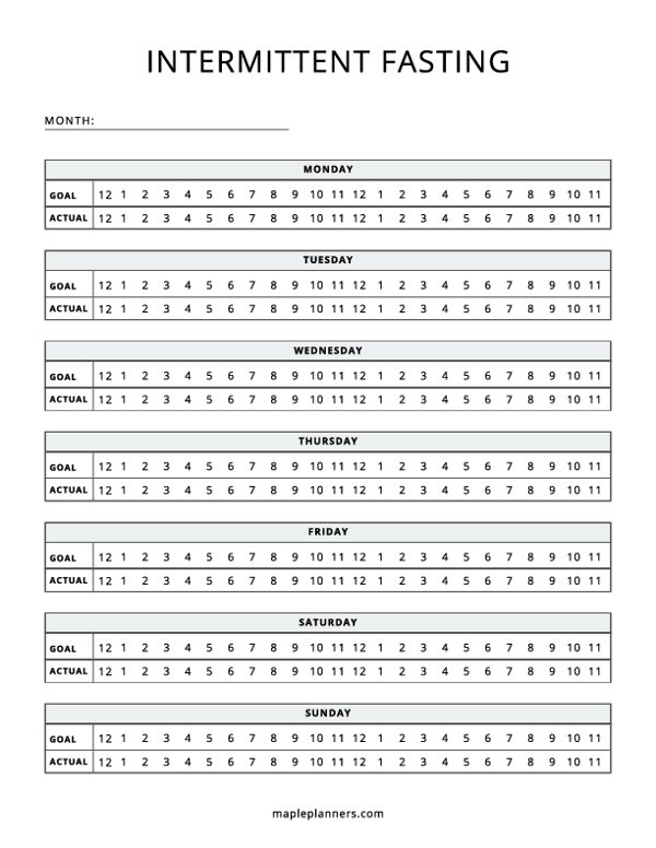Free Printable Intermittent Fasting Tracker