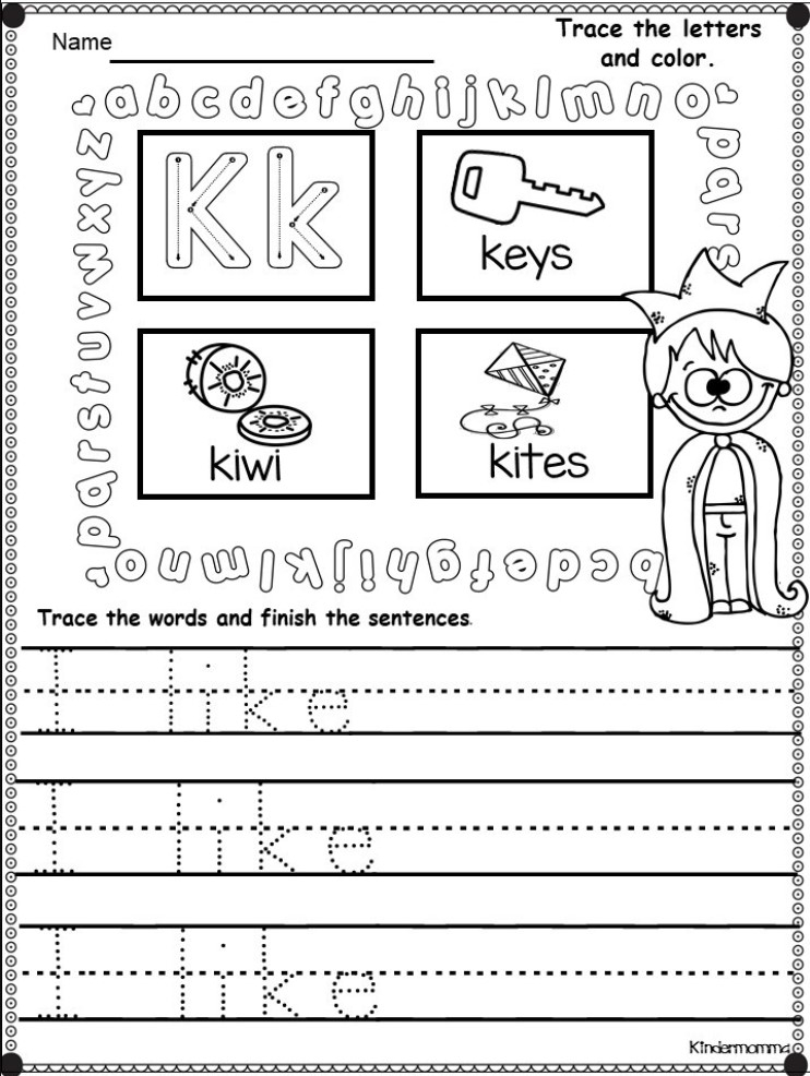 Free Printable Kindergarten Language Arts Worksheets Kindergarten 