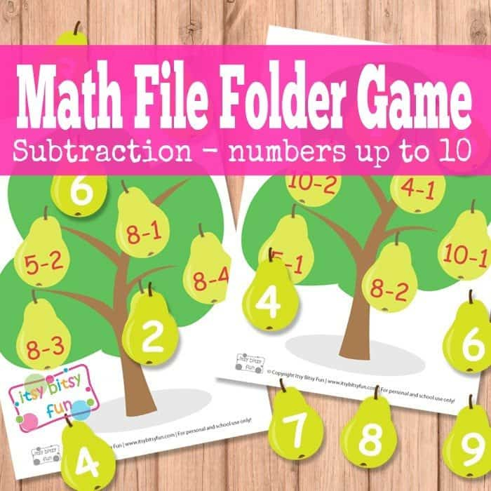 FREE Printable Math File Folder Subtraction Game