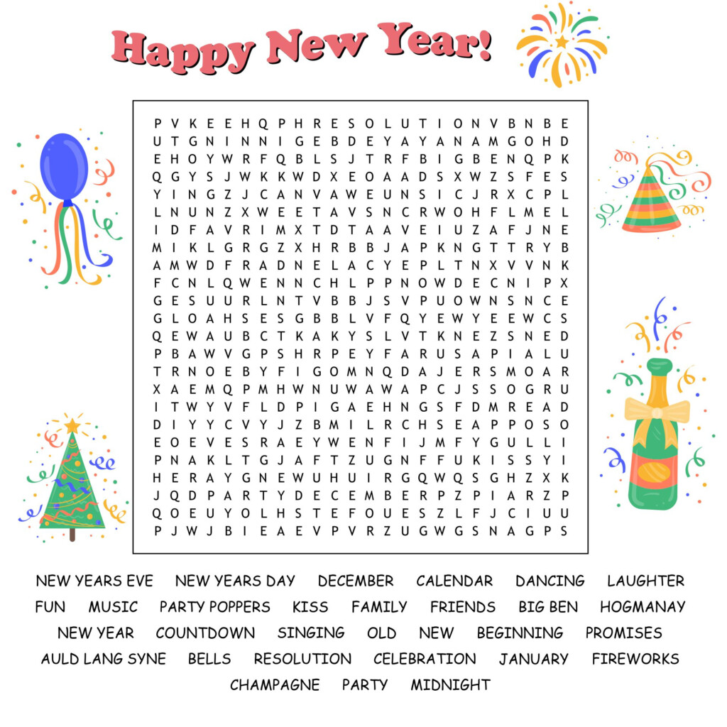 Free Printable New Years Word Search Printable New Year Banners