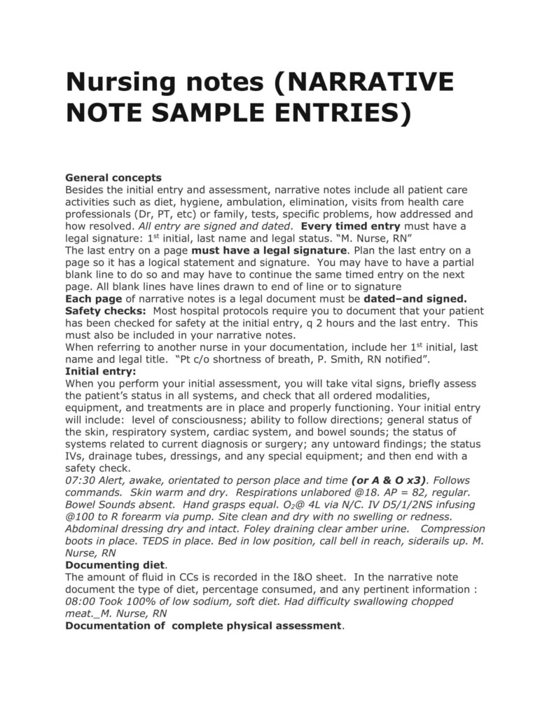 Free Printable Nursing Notes Templates Word PDF 