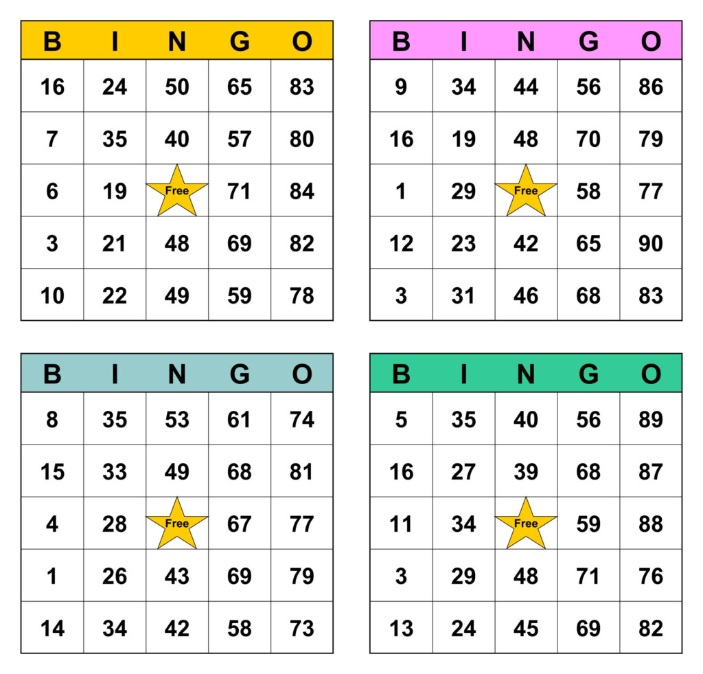 Free Printable Printable Bingo Cards 4 Per Page
