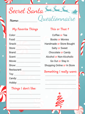 Free Printable Secret Santa Questionnaire In PDF JPG And PNG Format 