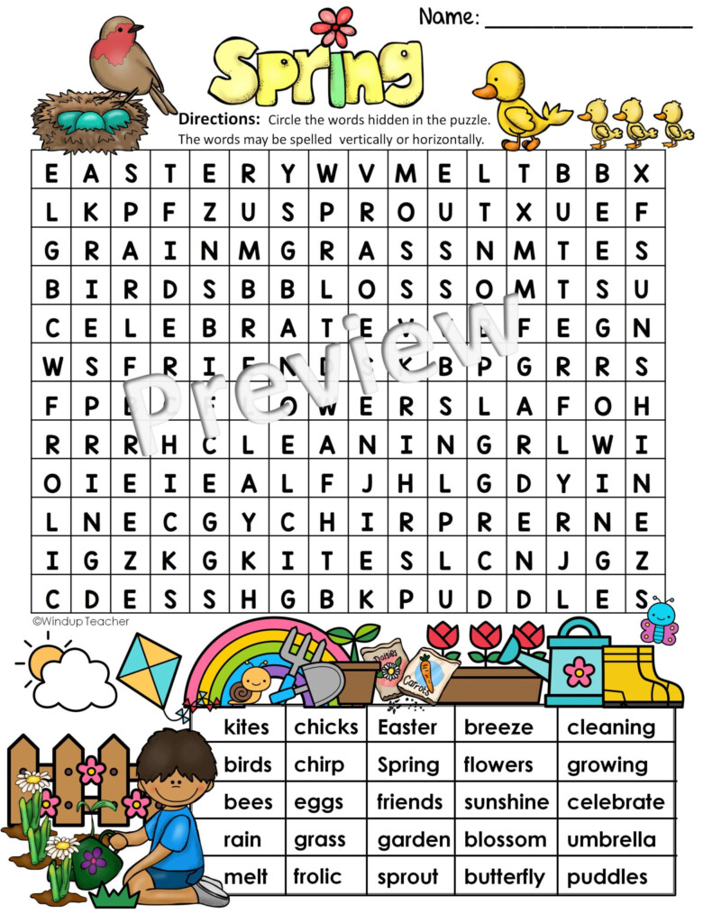 Free Printable Spring Word Search Puzzles