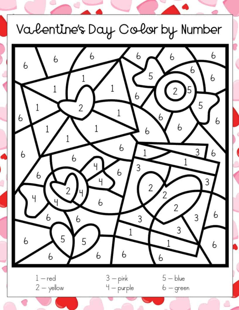 Free Printable Valentines Day Color By Number