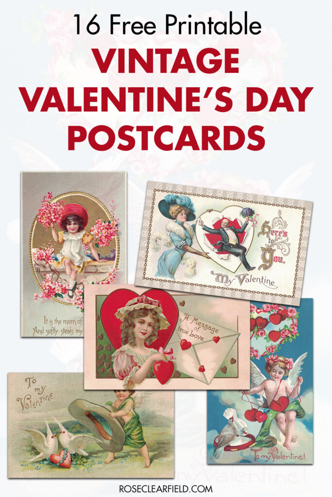 Free Printable Vintage Valentine 39 s Day Postcards Rose Clearfield