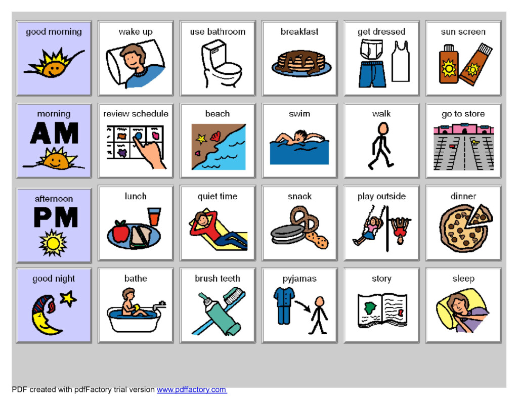 Free Printable Visual Schedule Autism