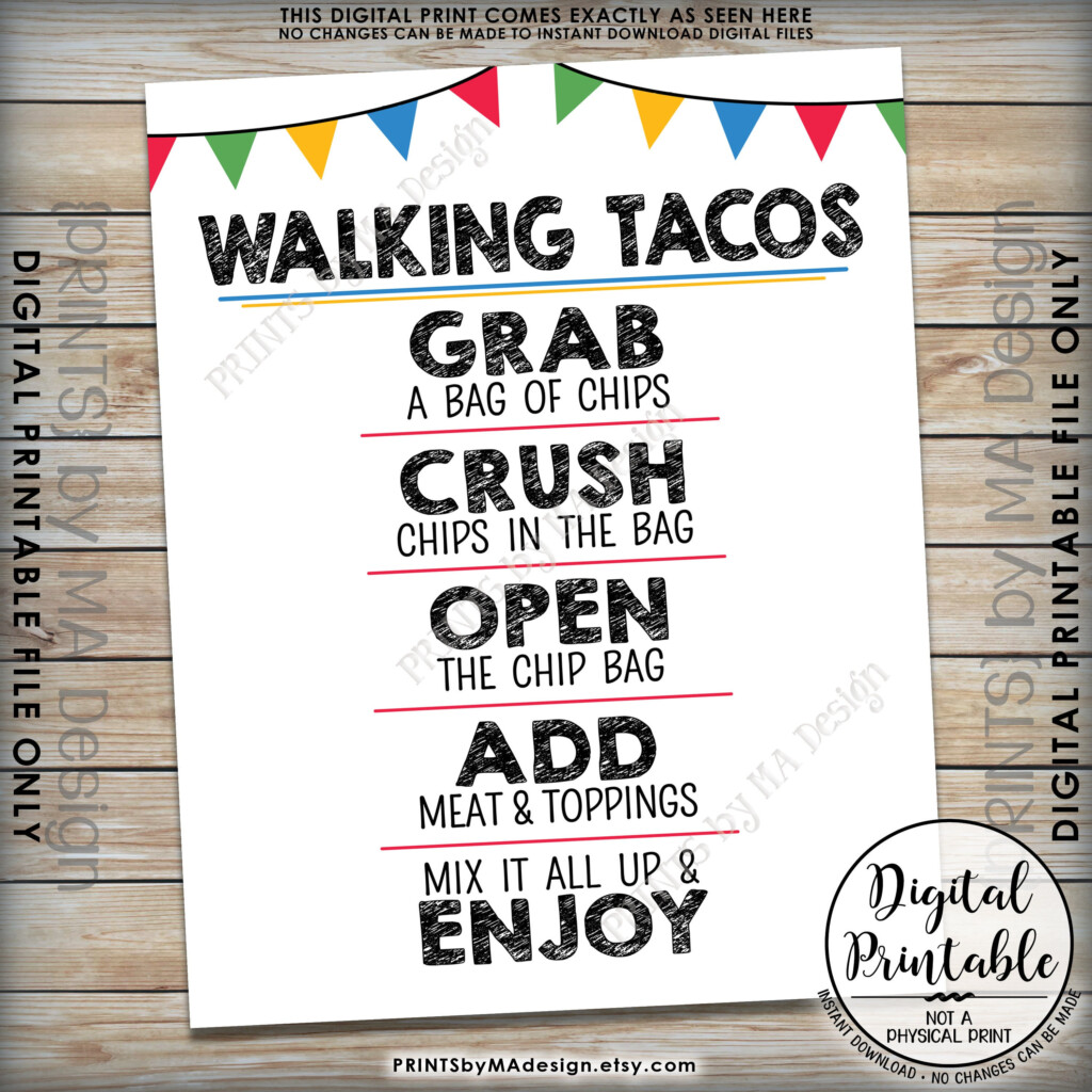 Free Printable Walking Taco Bar Sign Printable Form Templates And Letter