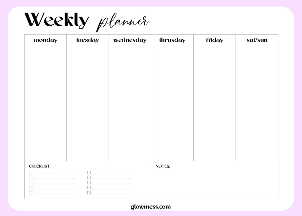 Free Printable Weekly Calendar 2025 Pdf Download Warren Clark