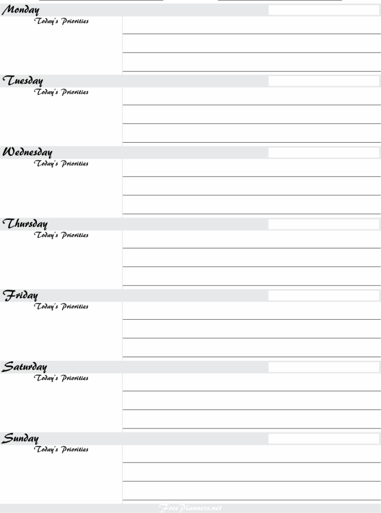 Free Printable Weekly Planners Printable Weekly Planner Sheets