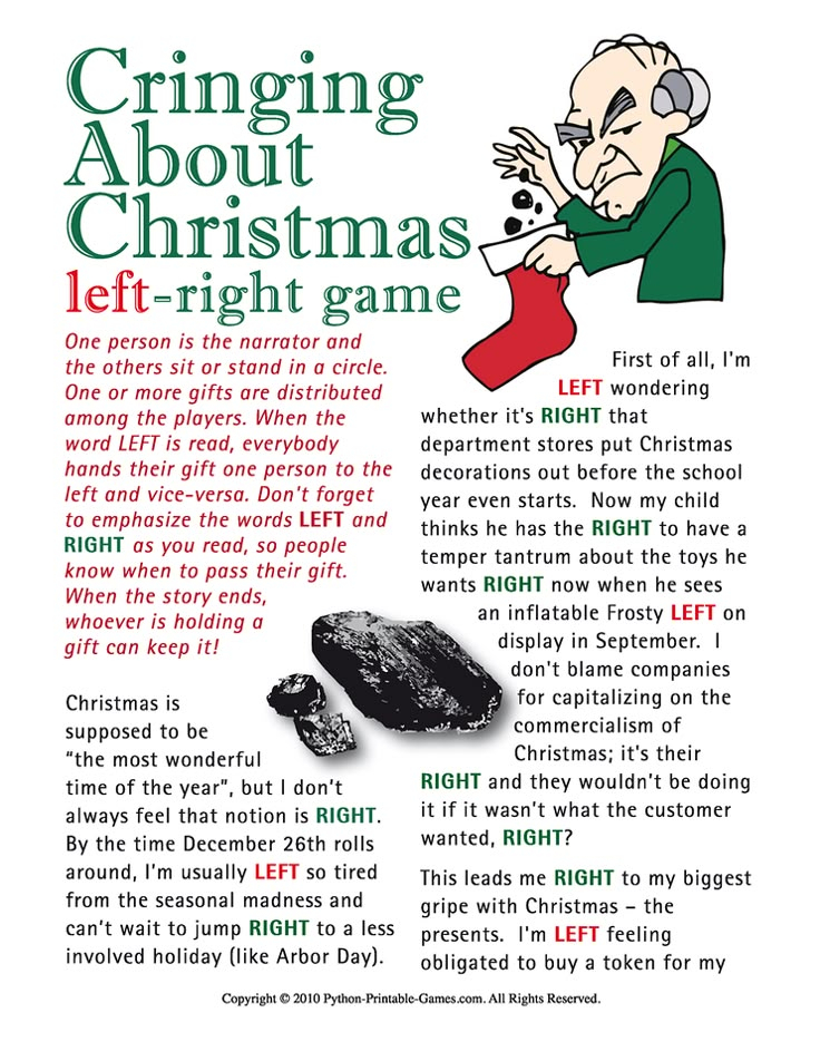 Free Right Left Christmas Game Printable Printable Sight Words List