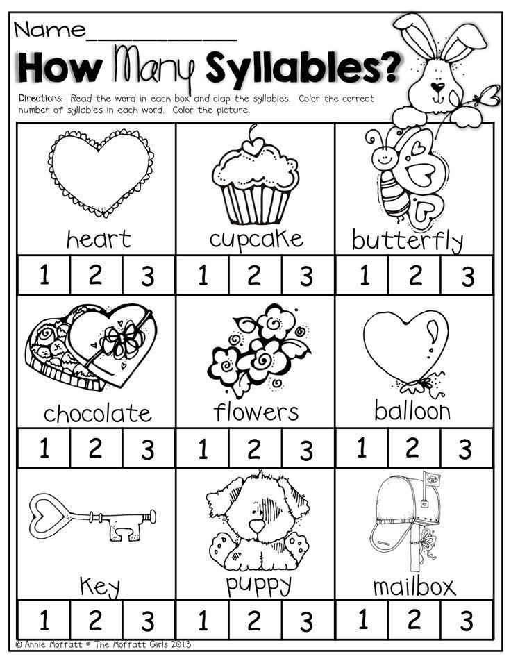 Free Syllables Worksheets For Kindergarten