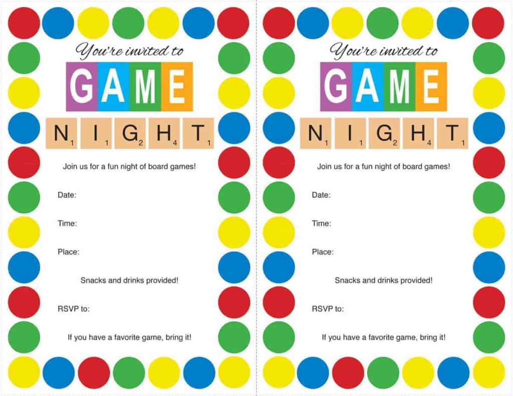 Game Night Invitations Free Printable Printable Templates